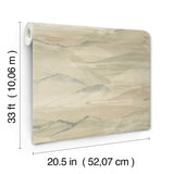 Bozeman Mountains Moss Wallpaper with Abstract Watercolor Mountain Motif - Chesapeake 4142-72624