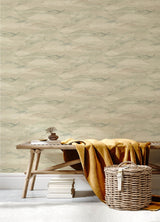 Bozeman Mountains Moss Wallpaper with Abstract Watercolor Mountain Motif - Chesapeake 4142-72624