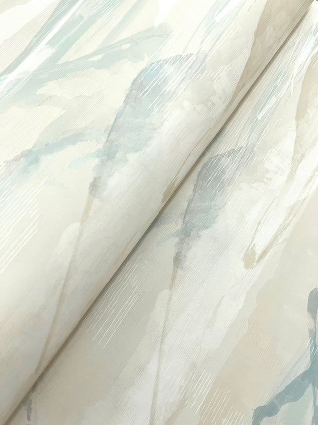 Bozeman Mountains Sky Blue Wallpaper with Abstract Transitional Motif - 4142-72625
