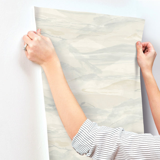 Bozeman Mountains Sky Blue Wallpaper with Abstract Transitional Motif - 4142-72625