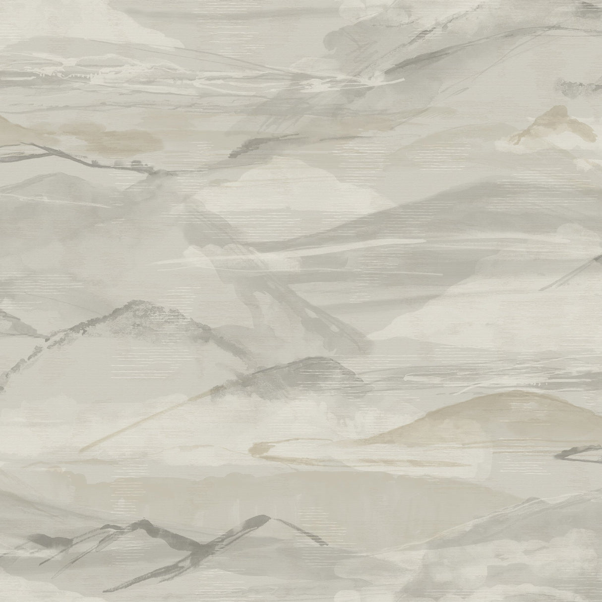 Bozeman Mountains Grey Wallpaper with Abstract Watercolor Mountain Motif - Chesapeake 4142-72626