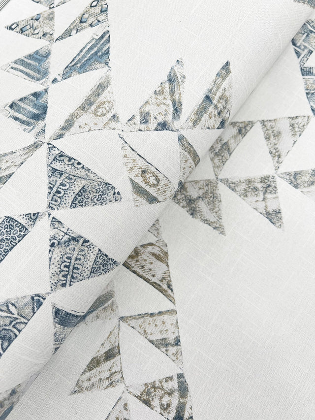 Scrap Quilt Denim Wallpaper with Geometric Quilt Motif - Chesapeake 4142-72628
