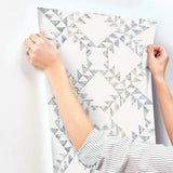 Scrap Quilt Denim Wallpaper with Geometric Quilt Motif - Chesapeake 4142-72628