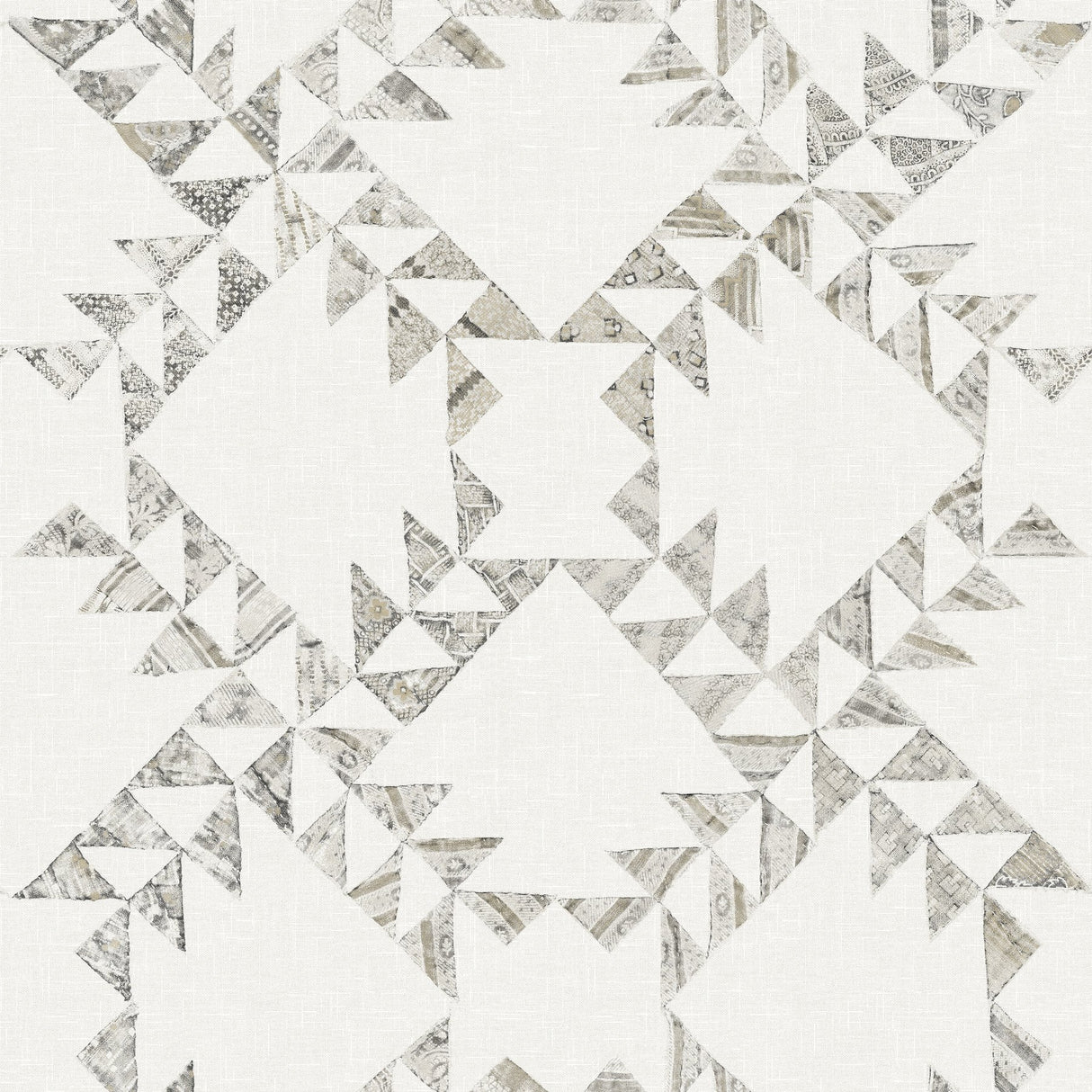 Scrap Quilt Grey Wallpaper with Geometric Quilt Pattern, Traditional Textured Non Woven - Brewster 4142-72630