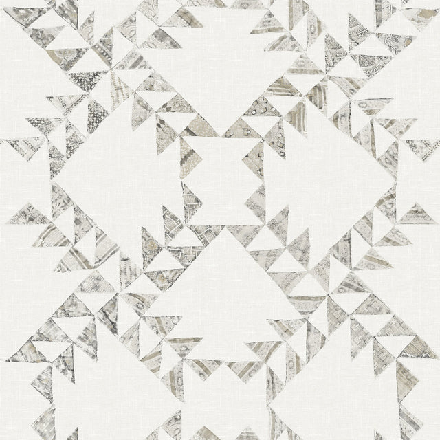 Scrap Quilt Grey Wallpaper with Geometric Quilt Pattern, Traditional Textured Non Woven - Brewster 4142-72630