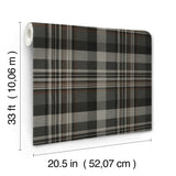 Dutton Plaid Charcoal Wallpaper with Traditional Plaid Pattern - Chesapeake 4142-72632