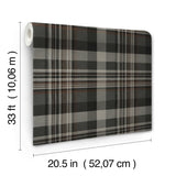 Dutton Plaid Charcoal Wallpaper with Traditional Plaid Pattern - Chesapeake 4142-72632SAM