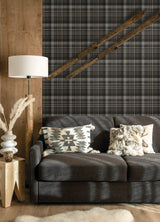 Dutton Plaid Charcoal Wallpaper with Traditional Plaid Pattern - Chesapeake 4142-72632