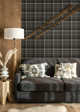 Dutton Plaid Charcoal Wallpaper with Traditional Plaid Pattern - Chesapeake 4142-72632SAM