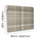 Dutton Plaid Light Brown Wallpaper with Traditional Plaid Pattern - Chesapeake 4142-72633