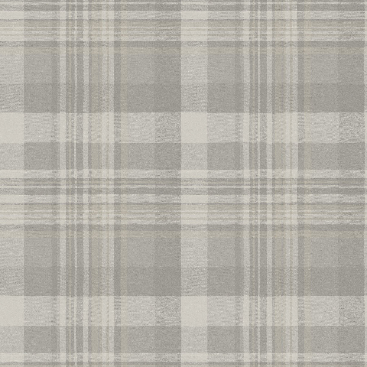Dutton Plaid Grey Wallpaper with Traditional Plaid Pattern, Prepasted Non Woven - Brewster 4142-72634