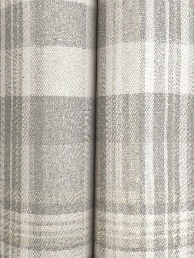 Dutton Plaid Grey Wallpaper with Traditional Plaid Pattern, Prepasted Non Woven - Brewster 4142-72634