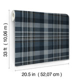 Dutton Plaid Indigo Wallpaper with Traditional Plaid Pattern - Chesapeake 4142-72635