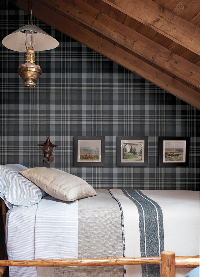 Dutton Plaid Indigo Wallpaper with Traditional Plaid Pattern - Chesapeake 4142-72635