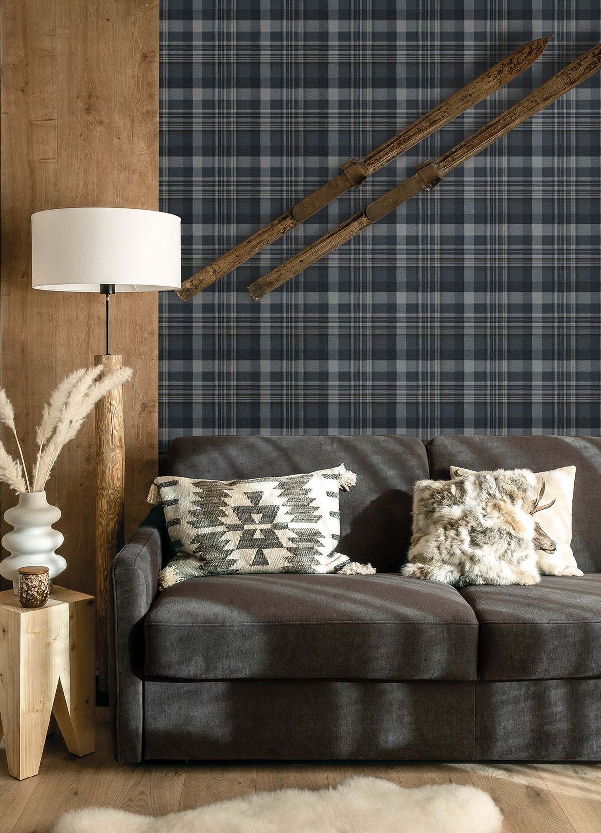 Dutton Plaid Indigo Wallpaper with Traditional Plaid Pattern - Chesapeake 4142-72635