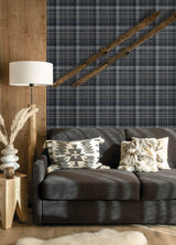 Dutton Plaid Indigo Wallpaper with Traditional Plaid Pattern - Chesapeake 4142-72635
