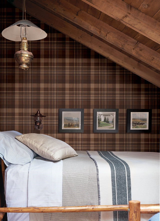 Dutton Plaid Rust Wallpaper with Traditional Plaid Pattern - Chesapeake 4142-72636