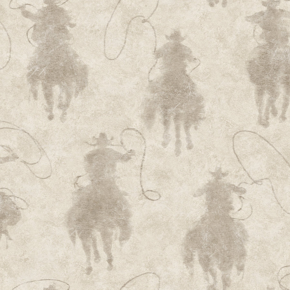 Stockman Silhouette Light Grey Wallpaper with Country Novelty Cowboy Graphics - Chesapeake 4142-72638