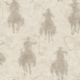 Stockman Silhouette Light Grey Wallpaper with Country Novelty Cowboy Graphics - Chesapeake 4142-72638