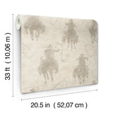 Stockman Silhouette Light Grey Wallpaper with Country Novelty Cowboy Graphics - Chesapeake 4142-72638