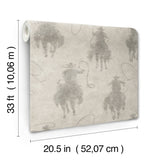 Stockman Silhouette Grey Wallpaper with Western Cowboy Motif - Chesapeake 4142-72639