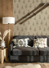 Stockman Silhouette Khaki Wallpaper with Western Cowboy Motif - Chesapeake 4142-72640