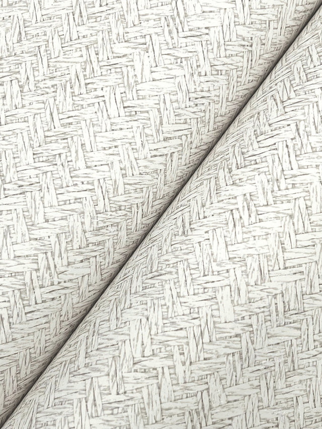 Woven Basket White Wallpaper with Raised Ink Fabric Texture - Chesapeake 4142-72643