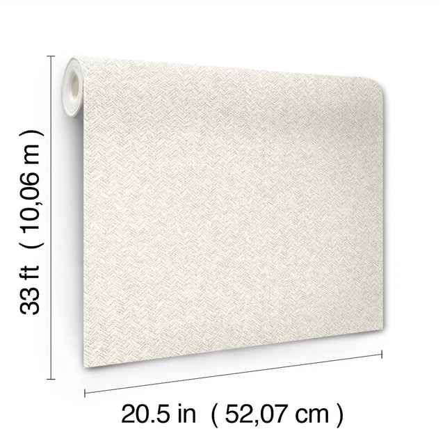 Woven Basket White Wallpaper with Raised Ink Fabric Texture - Chesapeake 4142-72643