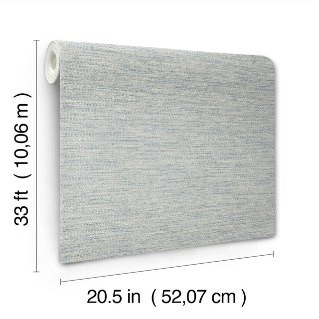 Wool Texture Light Blue Wallpaper with Fabric Textures Pattern, Transitional Style - Chesapeake 4142-72645