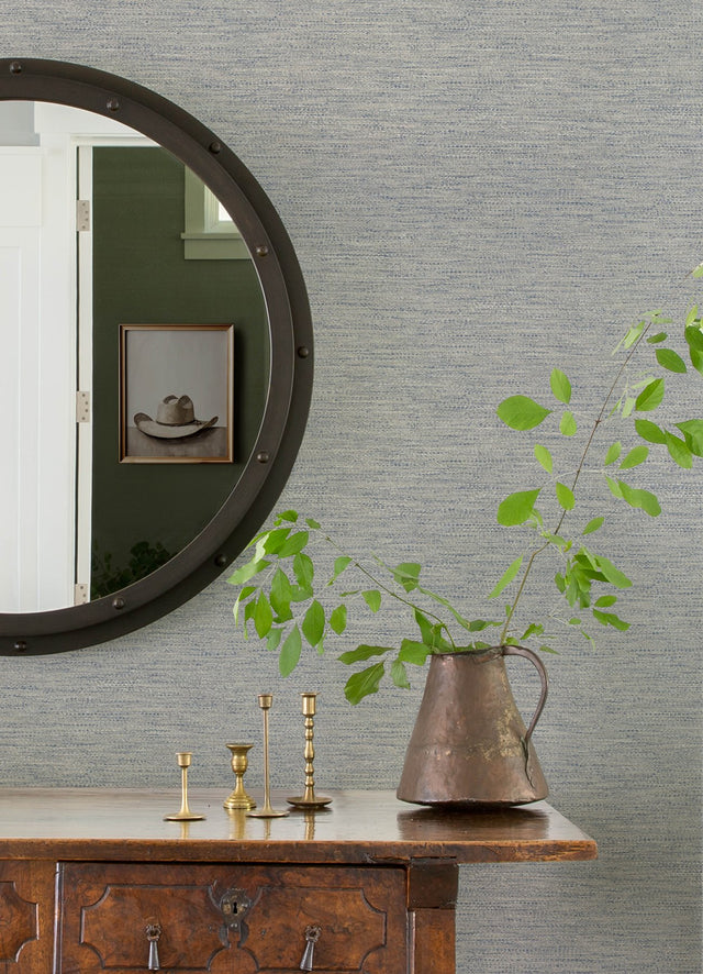 Wool Texture Light Blue Wallpaper with Fabric Textures Pattern, Transitional Style - Chesapeake 4142-72645