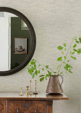 Wool Texture Light Grey Wallpaper with Fabric Textures Pattern, Transitional Prepasted Non Woven - Chesapeake 4142-72647