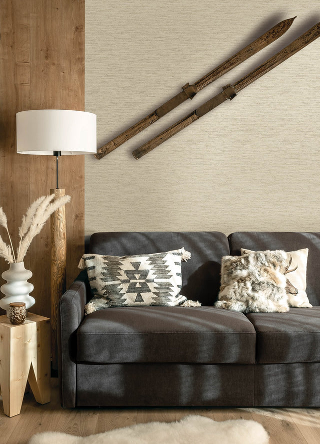 Wool Texture Beige Wallpaper with Fabric Texture Motif - Chesapeake 4142-72649