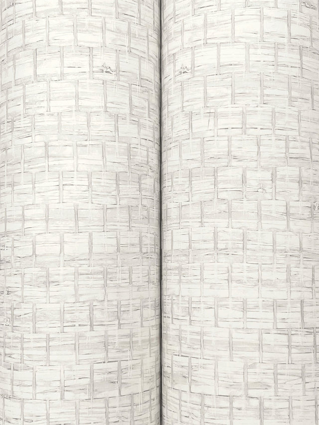 Plaited Grass White Wallpaper with Faux Grasscloth Basketweave Texture - Chesapeake 4142-72651