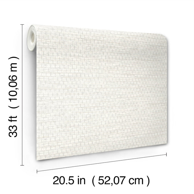Plaited Grass White Wallpaper with Faux Grasscloth Basketweave Texture - Chesapeake 4142-72651