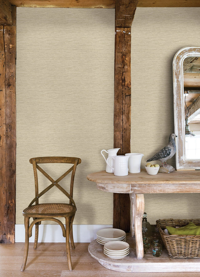 Plaited Grass Wheat Wallpaper with Faux Grasscloth Basketweave Texture - Chesapeake 4142-72652