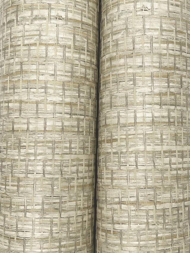 Plaited Grass Sage Wallpaper with Faux Grasscloth Basketweave - Chesapeake 4142-72653