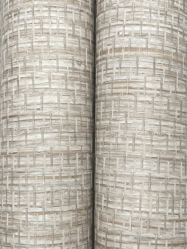 Plaited Grass Grey Wallpaper with Faux Grasscloth Basketweave Texture, Transitional - Chesapeake 4142-72654