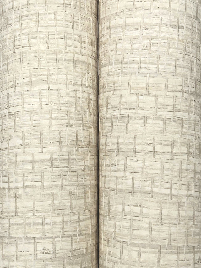 Plaited Grass Light Grey Faux Grasscloth Textured Wallpaper - Chesapeake 4142-72655