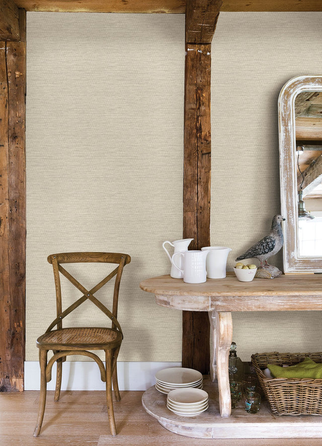 Plaited Grass Light Grey Faux Grasscloth Textured Wallpaper - Chesapeake 4142-72655