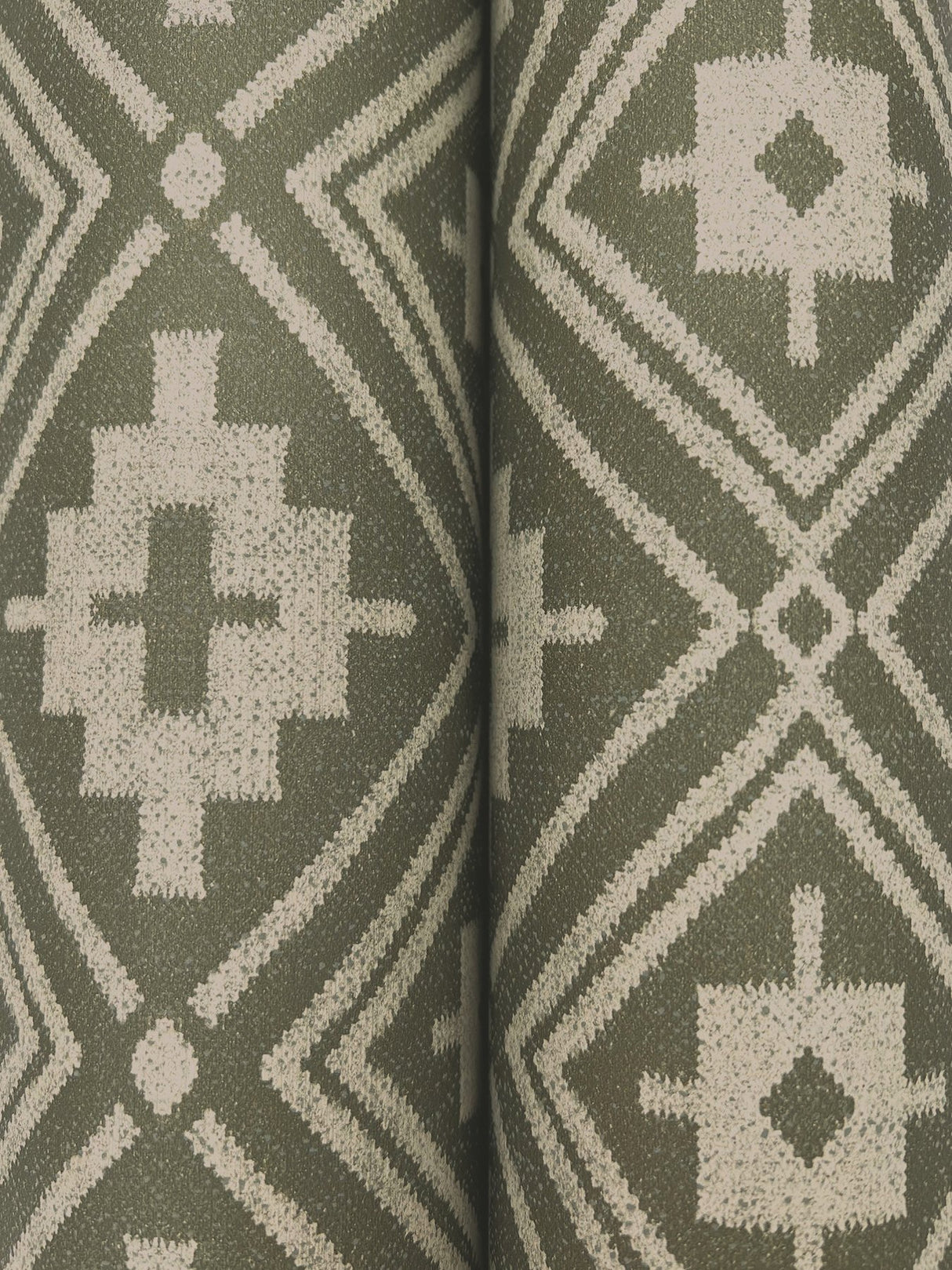 Camp Blanket Green Wallpaper with Geometric Western Medallion Pattern - Chesapeake 4142-72658