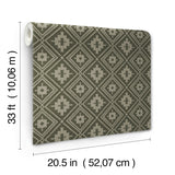 Camp Blanket Green Wallpaper with Geometric Western Medallion Pattern - Chesapeake 4142-72658