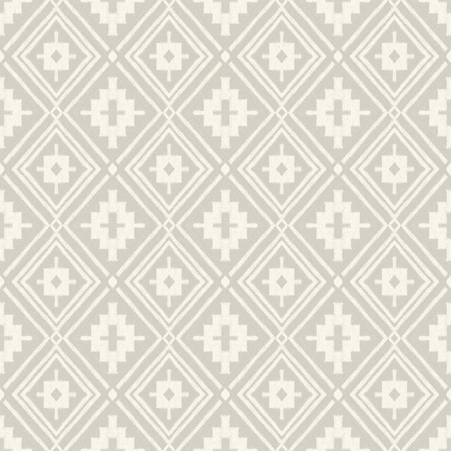Camp Blanket Silver Wallpaper with Geometric Western Medallion Pattern - Chesapeake 4142-72659