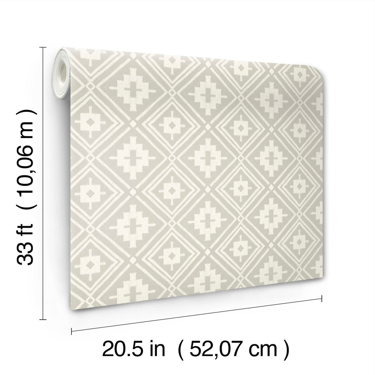 Camp Blanket Silver Wallpaper with Geometric Western Medallion Pattern - Chesapeake 4142-72659