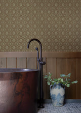 Camp Blanket Chestnut Wallpaper with Geometric Western Medallion Pattern - Chesapeake 4142-72660