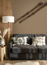 Camp Blanket Chestnut Wallpaper with Geometric Western Medallion Pattern - Chesapeake 4142-72660