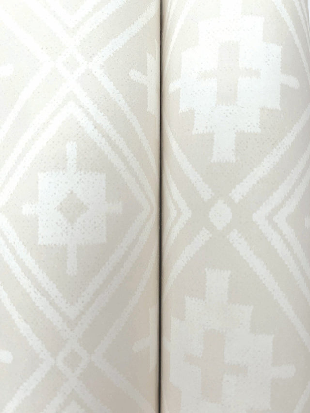 Camp Blanket Cream Wallpaper with Geometric Western Medallion Pattern, Traditional Style - Chesapeake 4142-72661
