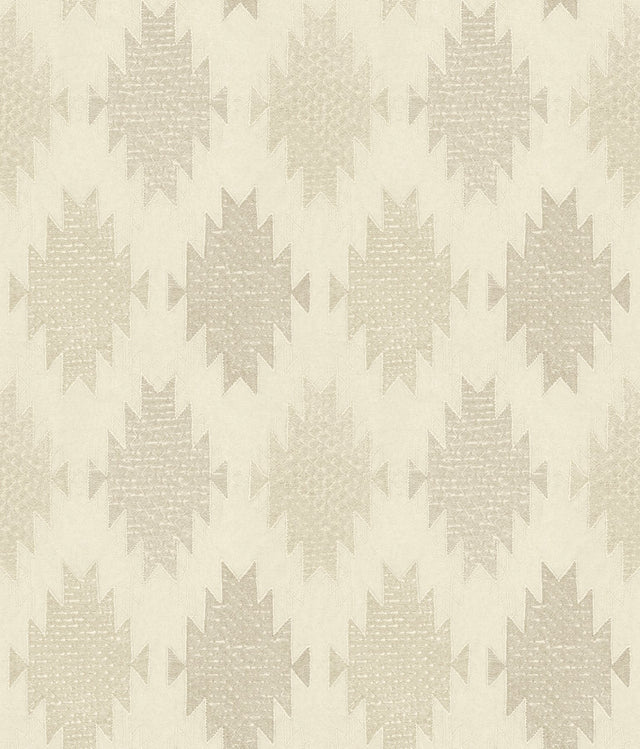 Stitched Heirloom Khaki Wallpaper with Textured Medallion Pattern - Chesapeake 4142-72662