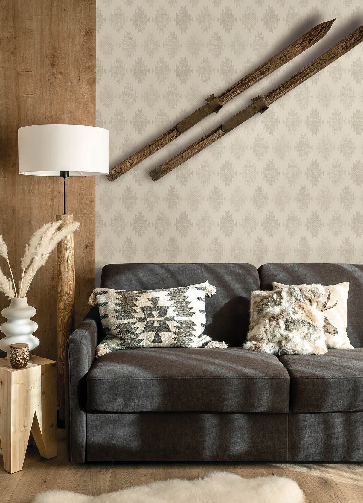 Stitched Heirloom Khaki Wallpaper with Textured Medallion Pattern - Chesapeake 4142-72662