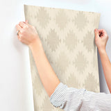 Stitched Heirloom Khaki Wallpaper with Textured Medallion Pattern - Chesapeake 4142-72662