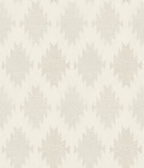 Stitched Heirloom White Wallpaper with Medallions Graphic Pattern, Farmhouse Style - Chesapeake 4142-72664